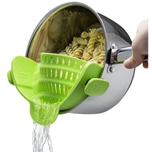 Kitchen Gizmo Snap N Strain Strainer, Clip On Silicone Colander, Fits all Pots and Bowls - Lime Green