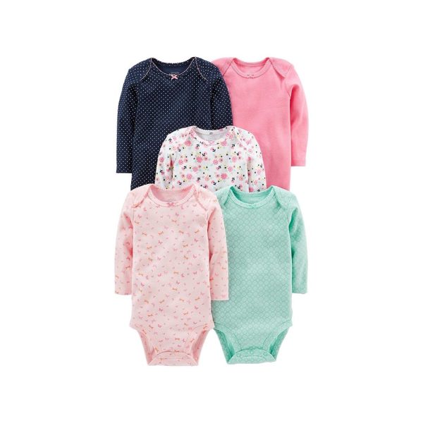 Simple Joys by Carter's Baby Girls' 5-Pack Long-Sleeve Bodysuit