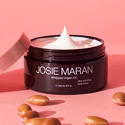 Josie Maran Whipped Argan Oil Body Butter – Immediate, Lightweight, and Long-Lasting Nourishment to Soften and Hydrate Skin (240ml/8.0oz, Unscented)